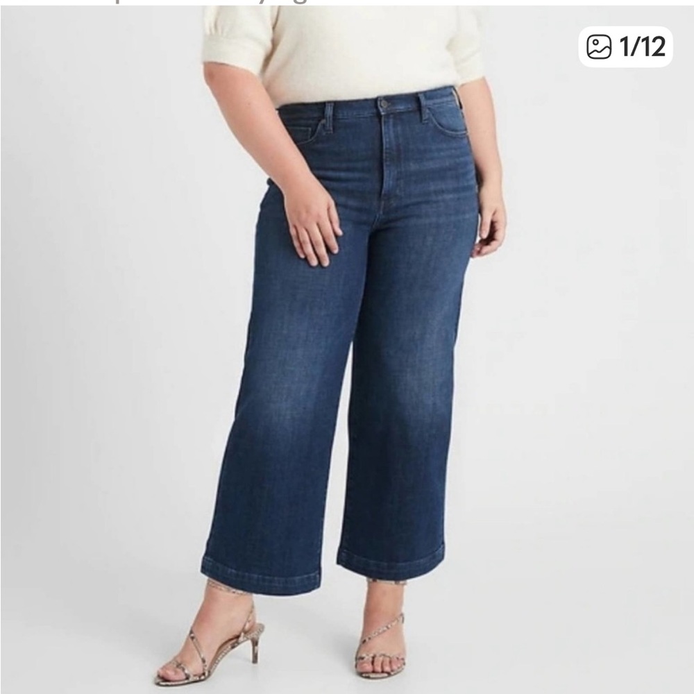 Banana Republic Premium Denim High Rise Wide-Leg Crop Jean Size 28 New With Tags